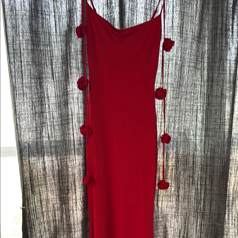 Oh Polly Red Buttoned Maxi Slip Dress